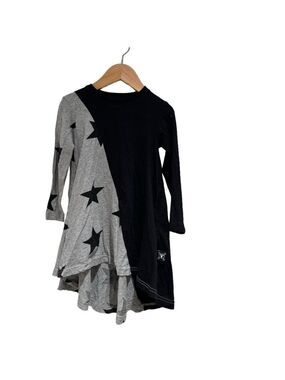 NUNUNU black & grey colourblock stars 360 dress - size 2-3